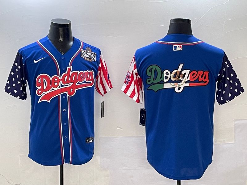 Men Los Angeles Dodgers Blank Blue a generation of national flags Joint name 2025 Nike MLB Jersey style 9->los angeles dodgers->MLB Jersey